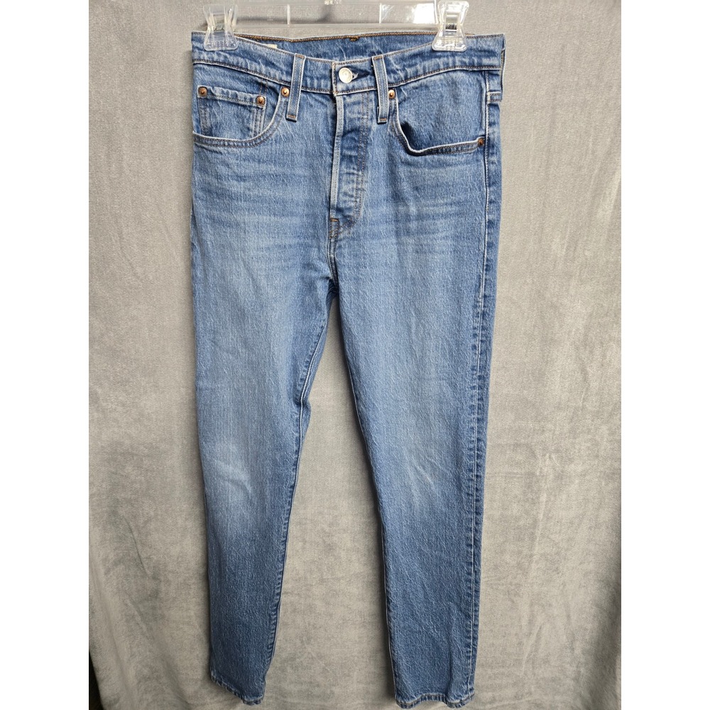 Levis Premium 501 Skinny Jeans Womens 27 Medium Wash Blue Denim 29502-0142